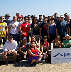 Uncharted group photo participating in summer party - left side of image