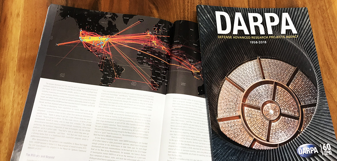 DARPA's 60th anniversary retrospective magazine and an article within featuring Uncharted's work.
